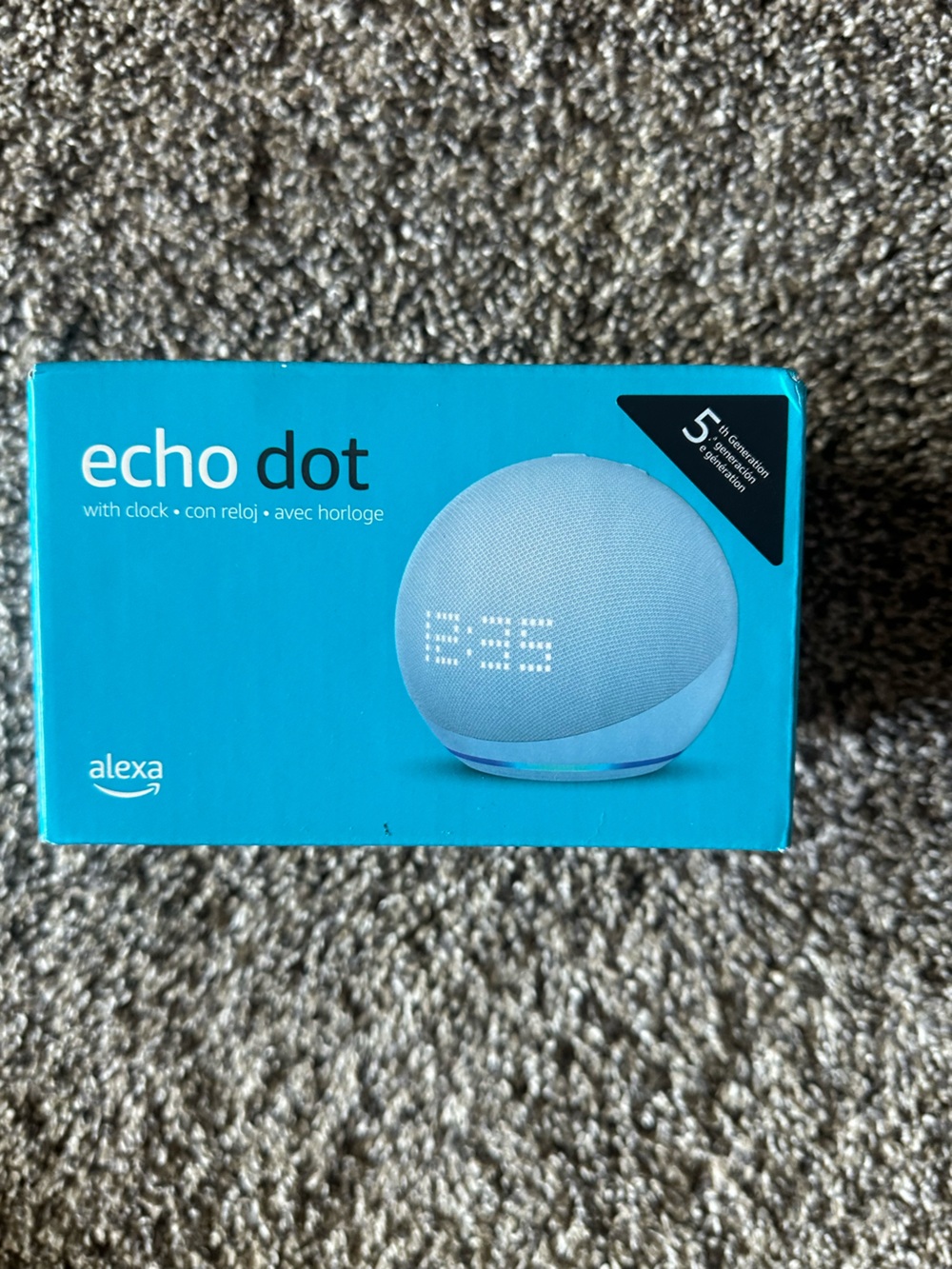 Amazon Echo Dot (5th Gen) with Clock - Sky Blue